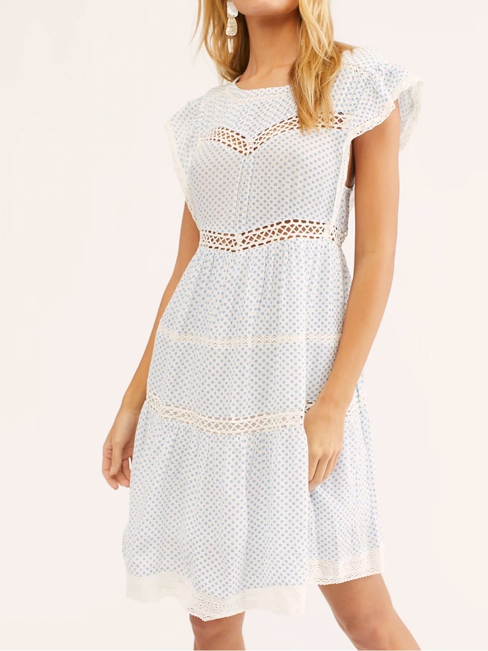 Free People Retro Kitty Crochet Trim Dress Large